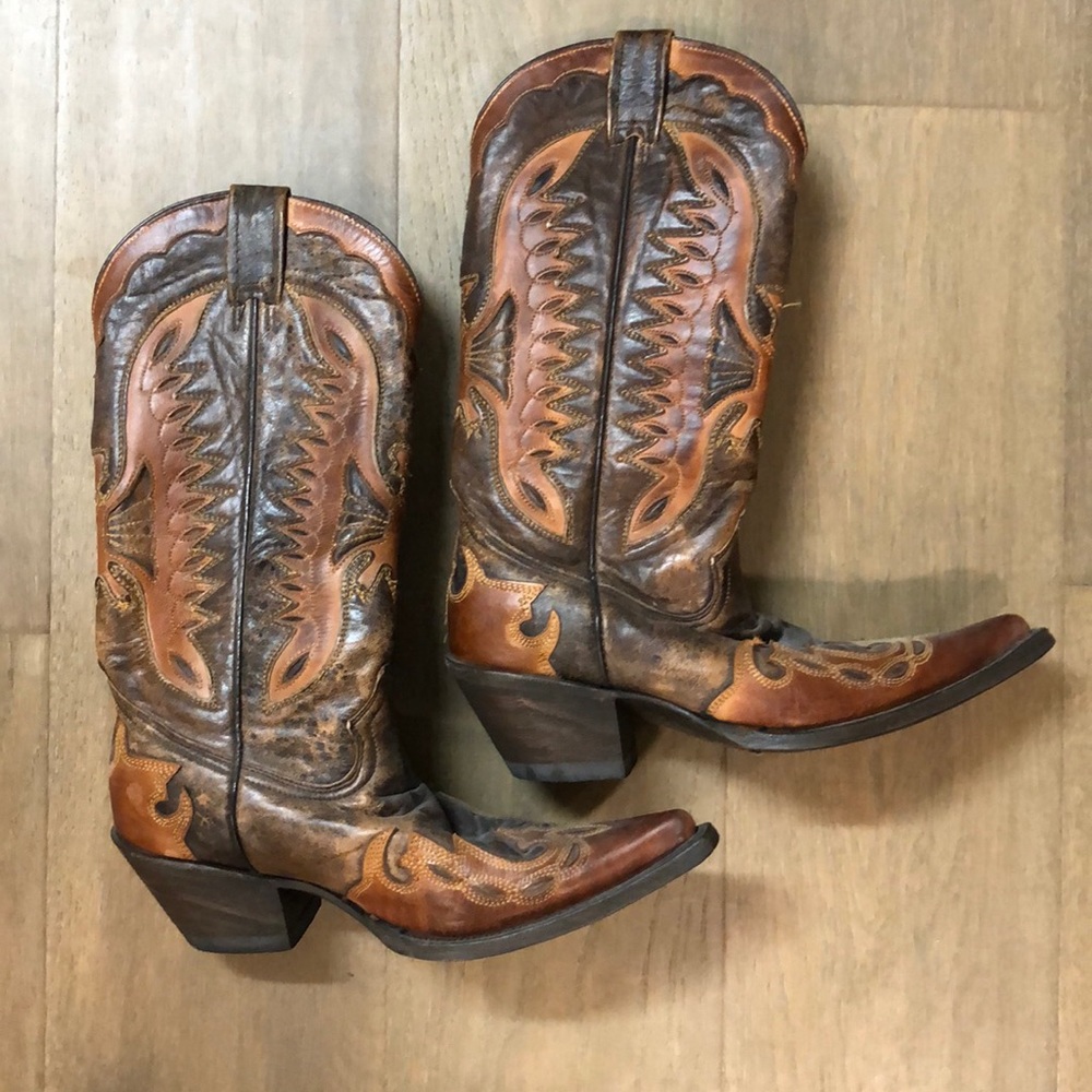 Stetson Brown and Tan Western Cowboy Boots
